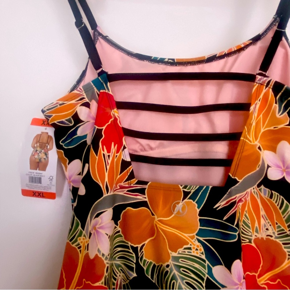 New Hurley multicolored floral one piece bathing suit - Picture 3 of 4